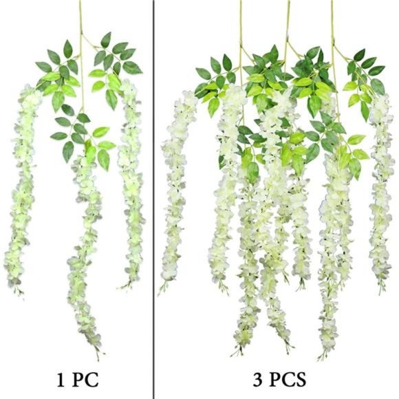 6 Pack /45 inch /3.7ft Wisteria Artificial Fake Flower Bushy Silk Vine Garland - Picture 3 of 7